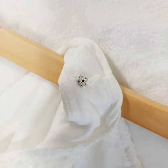 Chaps, Cream Eyelet Dress, Size 12, Sleeveless, Wide Neck, Zip Back - Picture 6 of 16